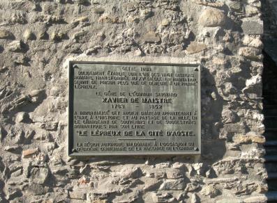 Plate dedicated to Xavier De Maistre