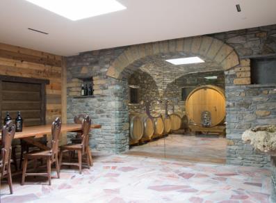 The tasting room and the wine cellar