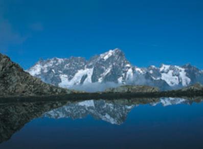 The Grandes Jorasses seen from the small lake at Col Licony.