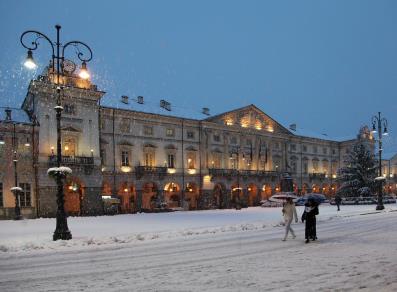 Place Chanoux sous la neige