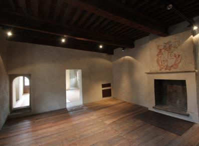 Drawing room  with coat of arms on the chimney