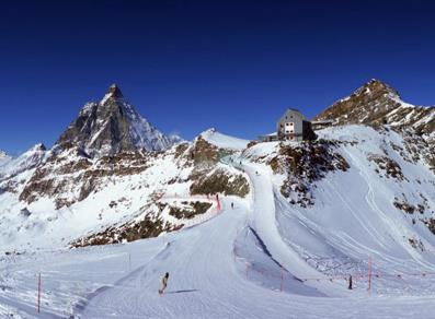 Panorama of Cervino and ski slopes