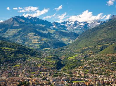 Panorama di Aosta dall'alto